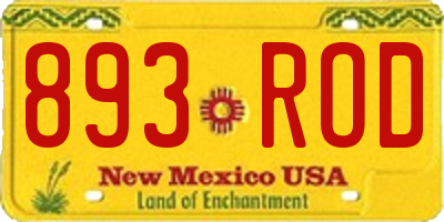 NM license plate 893ROD