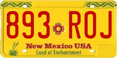 NM license plate 893ROJ