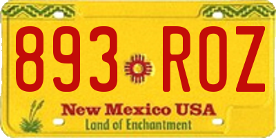 NM license plate 893ROZ
