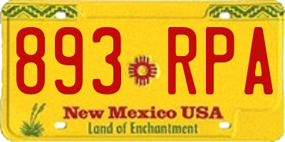 NM license plate 893RPA