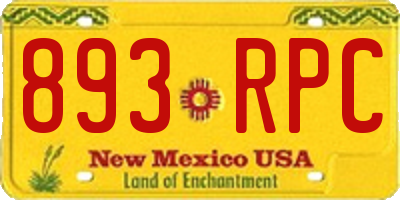 NM license plate 893RPC