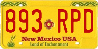 NM license plate 893RPD