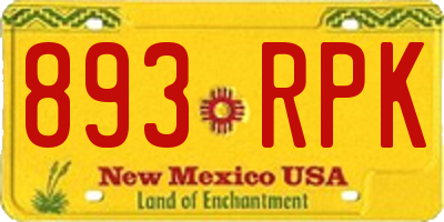 NM license plate 893RPK