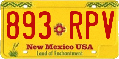 NM license plate 893RPV