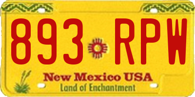NM license plate 893RPW