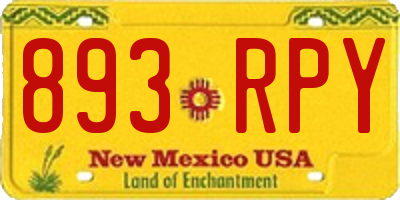 NM license plate 893RPY