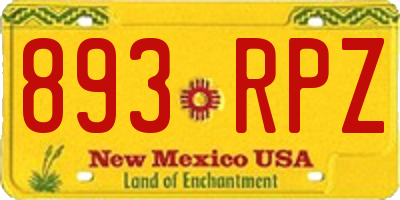 NM license plate 893RPZ