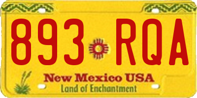 NM license plate 893RQA