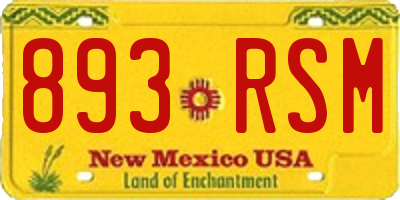NM license plate 893RSM