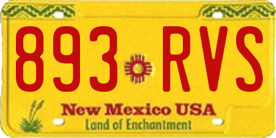 NM license plate 893RVS