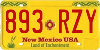 NM license plate 893RZY