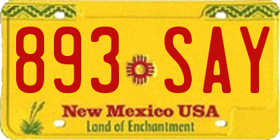 NM license plate 893SAY
