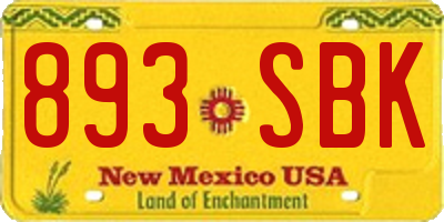NM license plate 893SBK