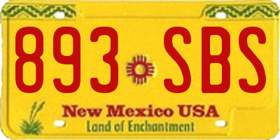 NM license plate 893SBS