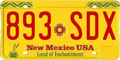 NM license plate 893SDX