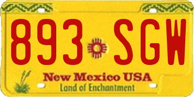 NM license plate 893SGW