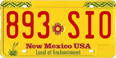 NM license plate 893SIO