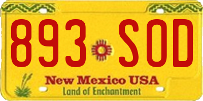 NM license plate 893SOD