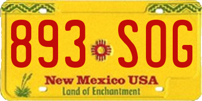 NM license plate 893SOG