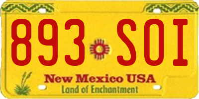 NM license plate 893SOI