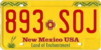NM license plate 893SOJ