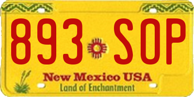 NM license plate 893SOP