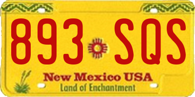 NM license plate 893SQS