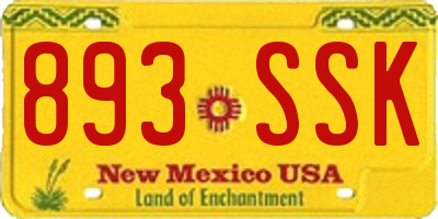 NM license plate 893SSK