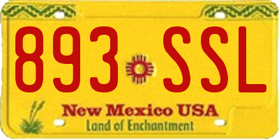 NM license plate 893SSL