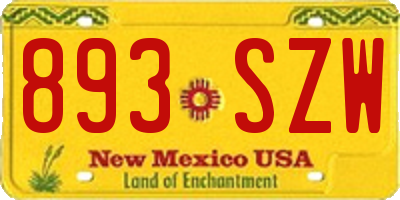 NM license plate 893SZW