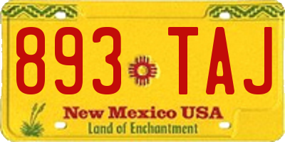 NM license plate 893TAJ