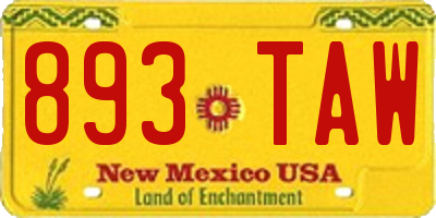 NM license plate 893TAW