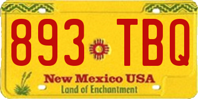 NM license plate 893TBQ