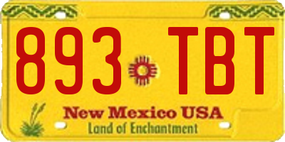 NM license plate 893TBT