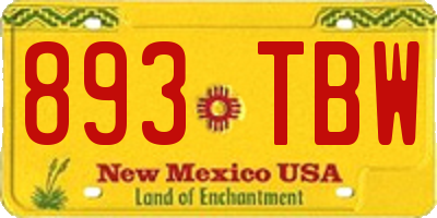 NM license plate 893TBW