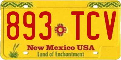 NM license plate 893TCV