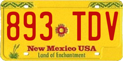 NM license plate 893TDV