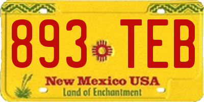 NM license plate 893TEB
