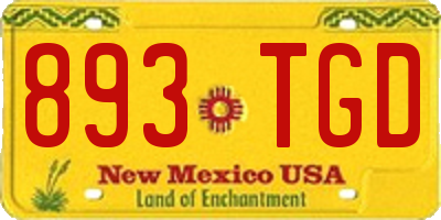 NM license plate 893TGD