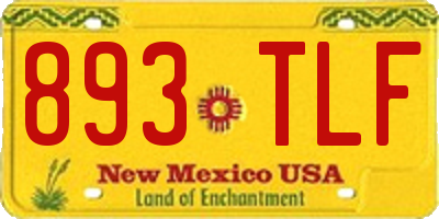 NM license plate 893TLF