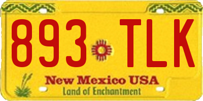 NM license plate 893TLK