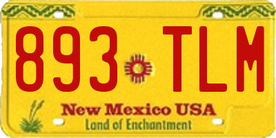 NM license plate 893TLM