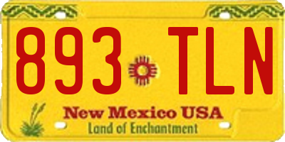 NM license plate 893TLN