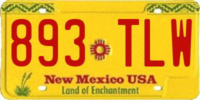 NM license plate 893TLW