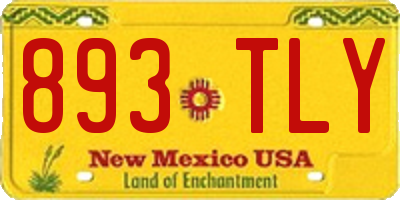 NM license plate 893TLY