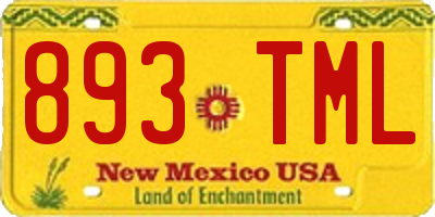 NM license plate 893TML