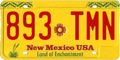 NM license plate 893TMN