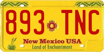 NM license plate 893TNC