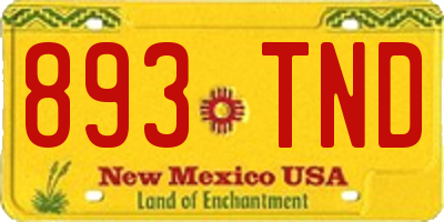 NM license plate 893TND