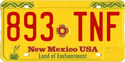 NM license plate 893TNF